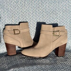 Stylish Cole Haan Tan Ankle Heeled Booties for Women